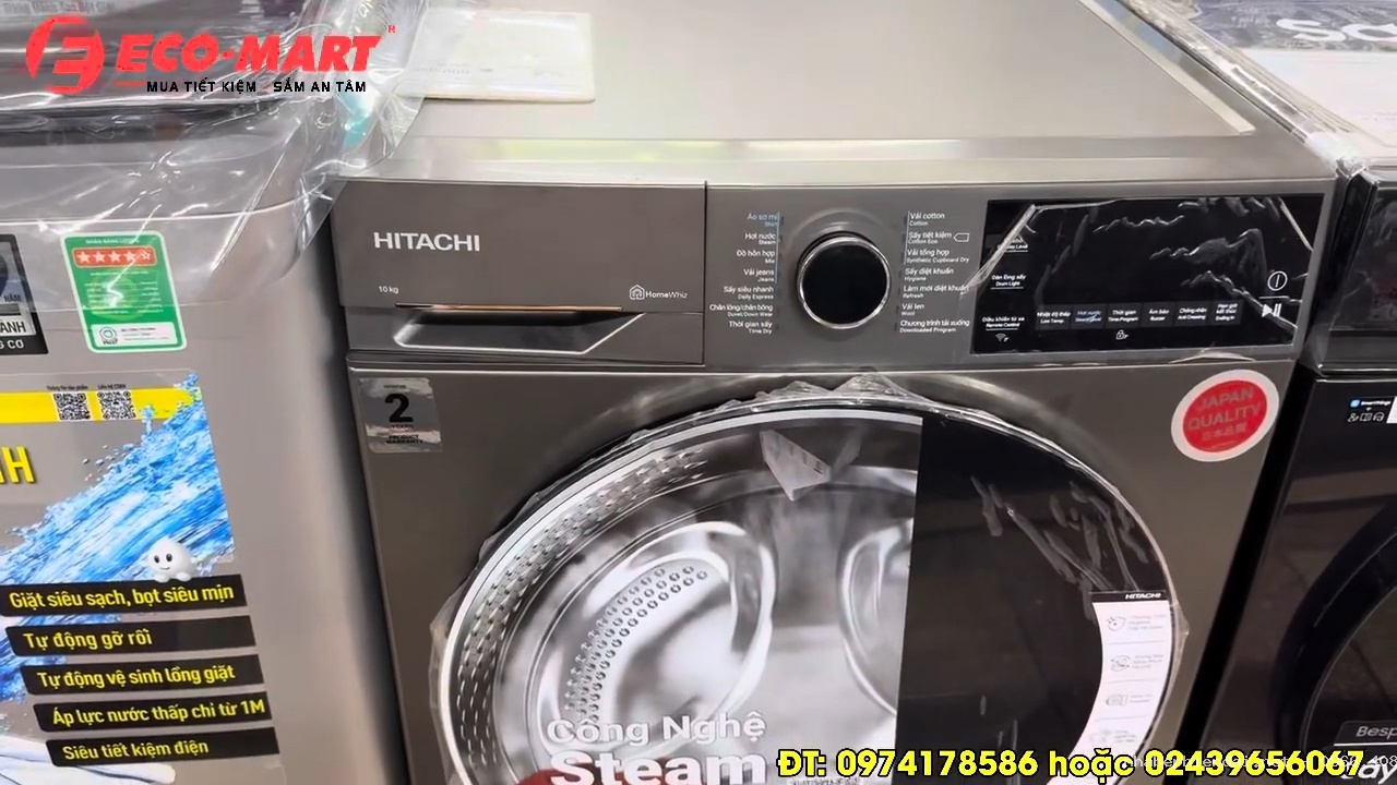 Máy sấy quần áo bơm nhiệt Hitachi 10 kg TD-100XFVEM nhập khẩu Thổ Nhĩ Kỳ