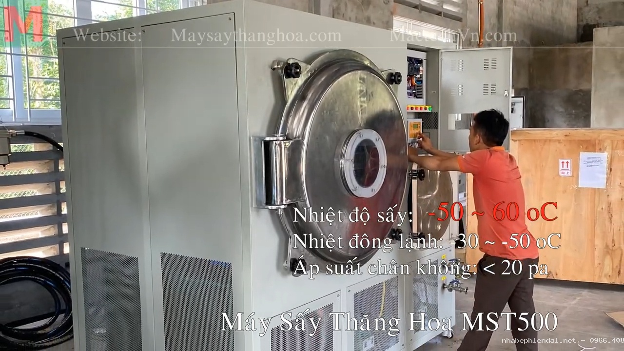 Máy Sấy Thăng Hoa Công Nghiệp 50kg Sấy Trái Cây, Rau Củ, Dược Liệu Quy Mô Lớn