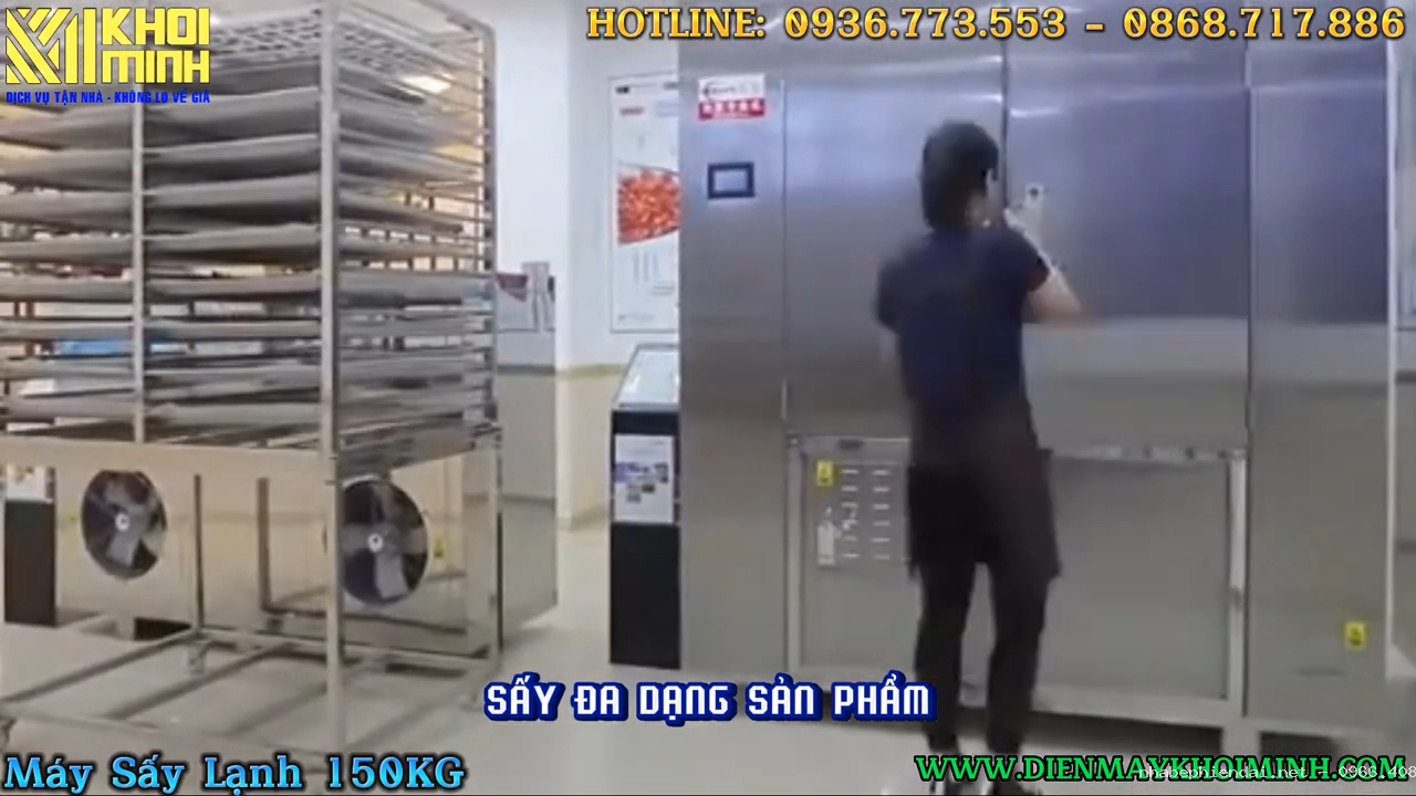 Máy sấy lạnh 150kg sấy khô hoa quả, thực phẩm nhanh chóng