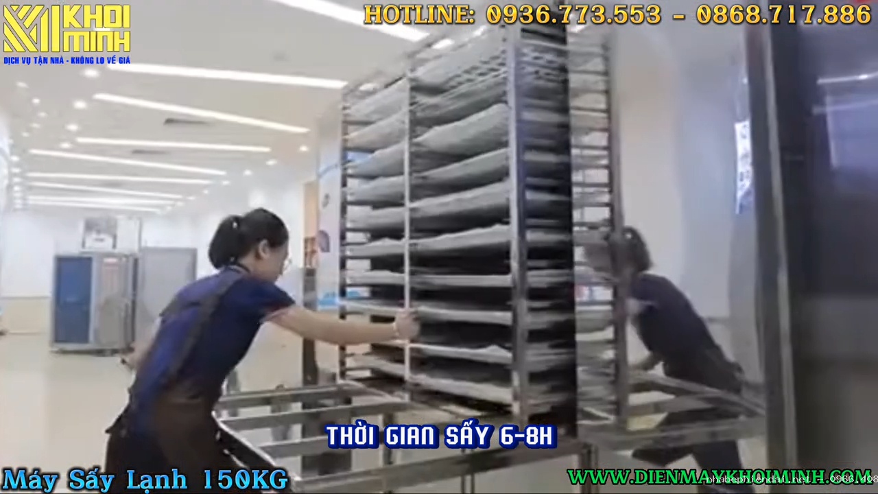 Máy sấy lạnh 150kg sấy khô hoa quả, thực phẩm nhanh chóng