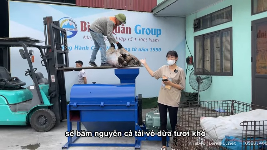 Máy Xay Xơ Dừa B1200 Băm Nhỏ Hàng Chục Tấn Vỏ Dừa Tươi Khô