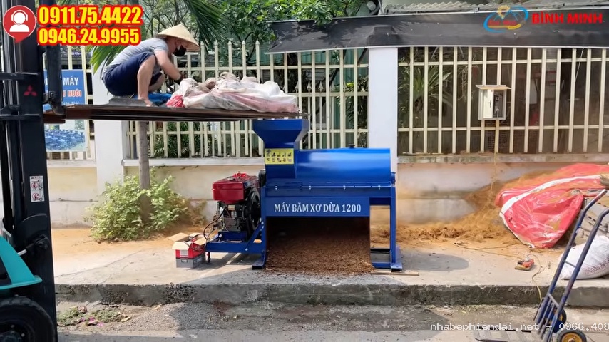 Máy băm xơ dừa B1200 cải tiến chi tiết mới nâng cao hiệu quả vận hành