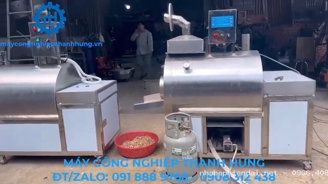 Máy rang hạt công nghiệp sử dụng điện, gas và than củi