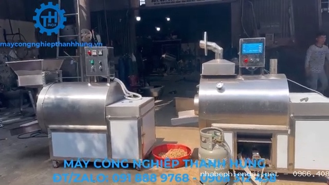 Máy rang hạt công nghiệp sử dụng điện, gas và than củi