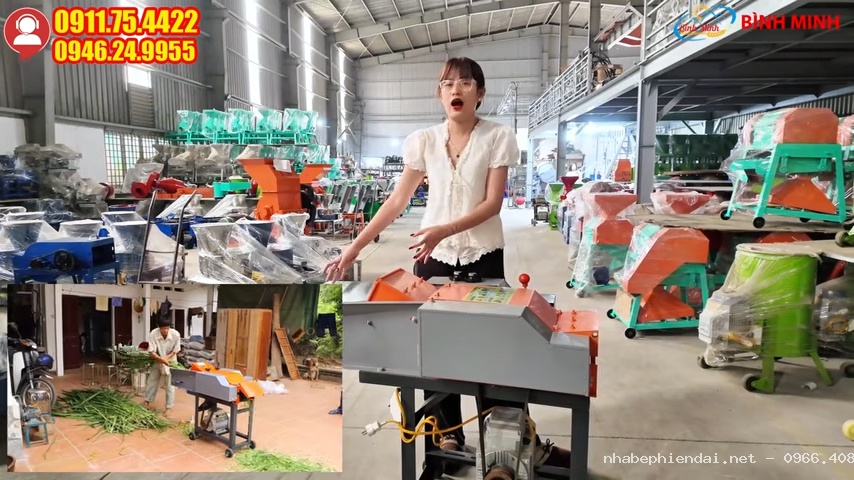 Máy băm cỏ mini năng suất gần nửa tấn mỗi giờ