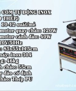 Máy rang cơm tự động inox 304 siêu bền, tiết kiệm công sức