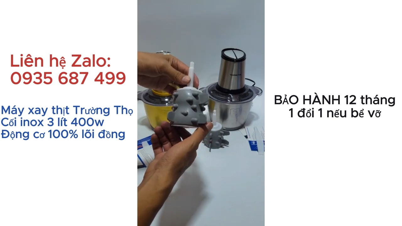 Máy xay thịt Trường Thọ cối inox 3 lít 400W động cơ lõi đồng