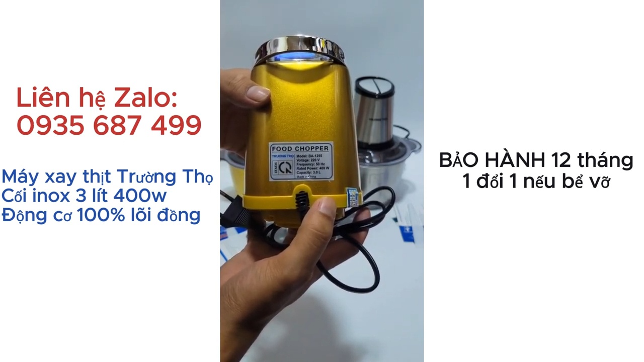 Máy xay thịt Trường Thọ cối inox 3 lít 400W động cơ lõi đồng