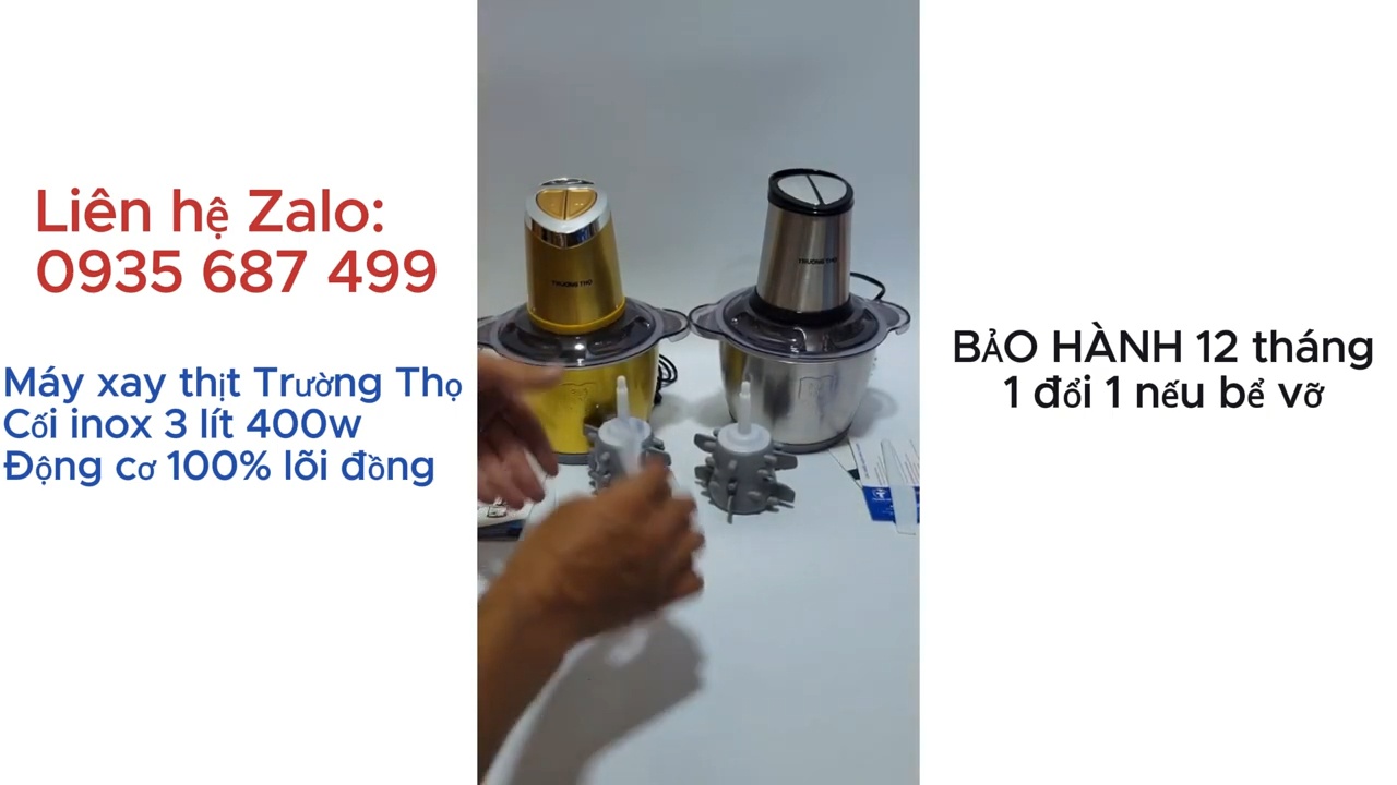 Máy xay thịt Trường Thọ cối inox 3 lít 400W động cơ lõi đồng