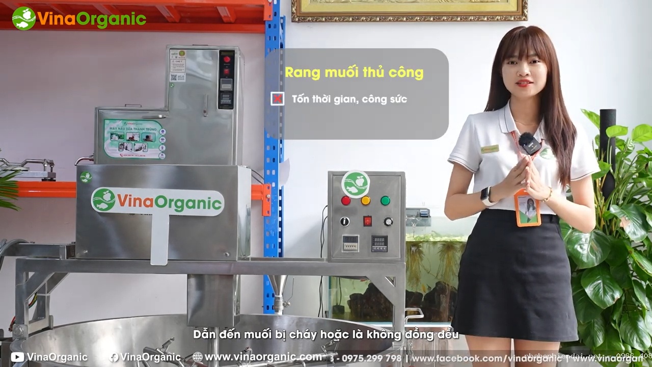 Máy rang muối tôm Tây Ninh 20kg chuyên rang muối ớt, muối tôm, gia vị khô công nghiệp