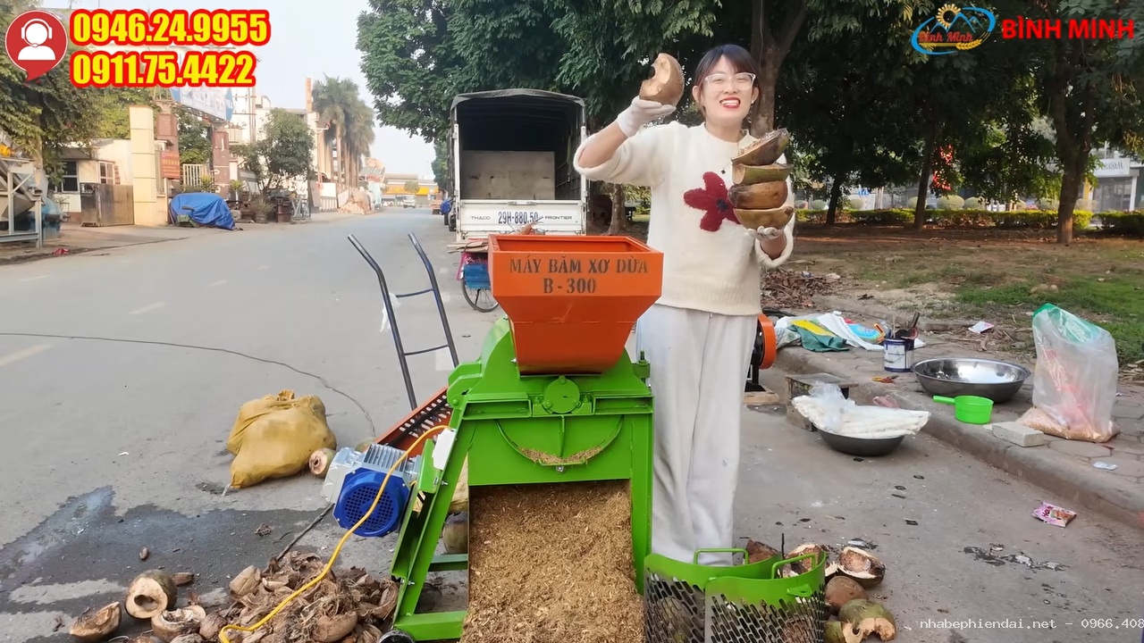 Máy Xay Xơ Dừa B300 Băm Vỏ Dừa Thành Mùn Dừa