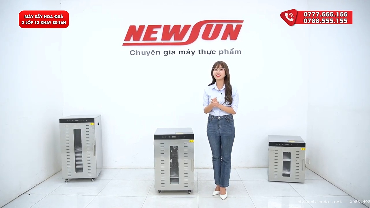 Máy sấy hoa quả 2 lớp 16 khay SS-16H bảng điều khiển điện tử