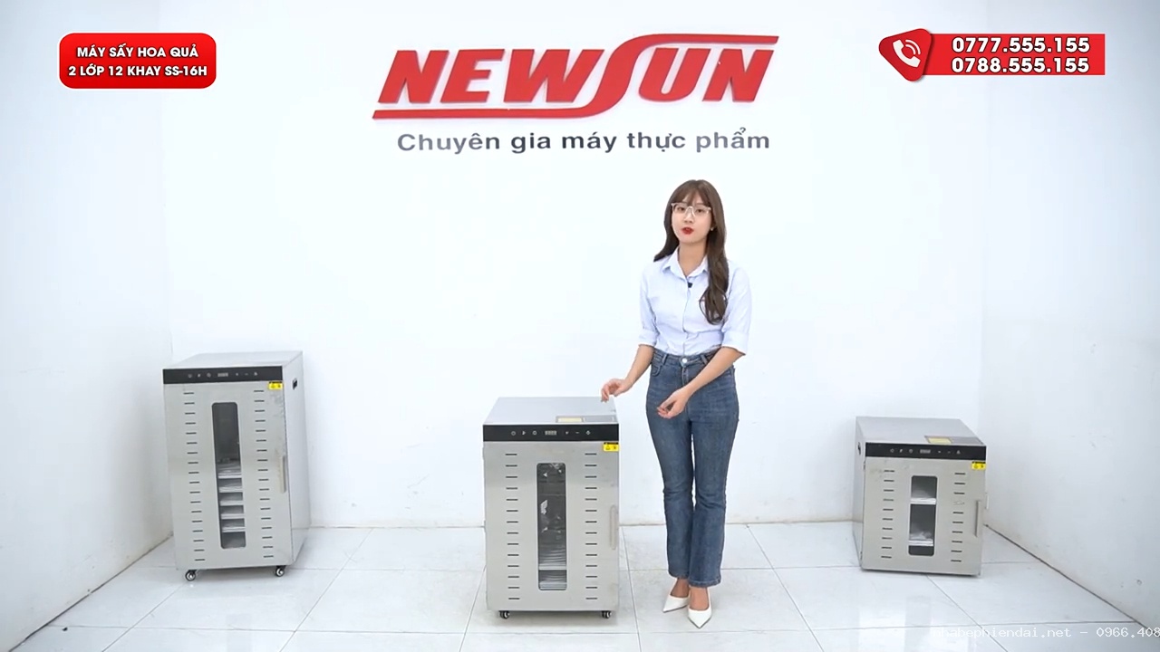 Máy sấy hoa quả 2 lớp 16 khay SS-16H bảng điều khiển điện tử