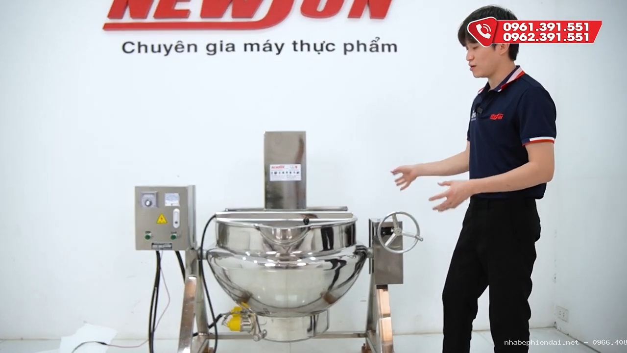 Chảo xào nhân công nghiệp 100L NewSun – Chảo sên nhân bánh, xào mứt, nấu kẹo gia nhiệt gián tiếp