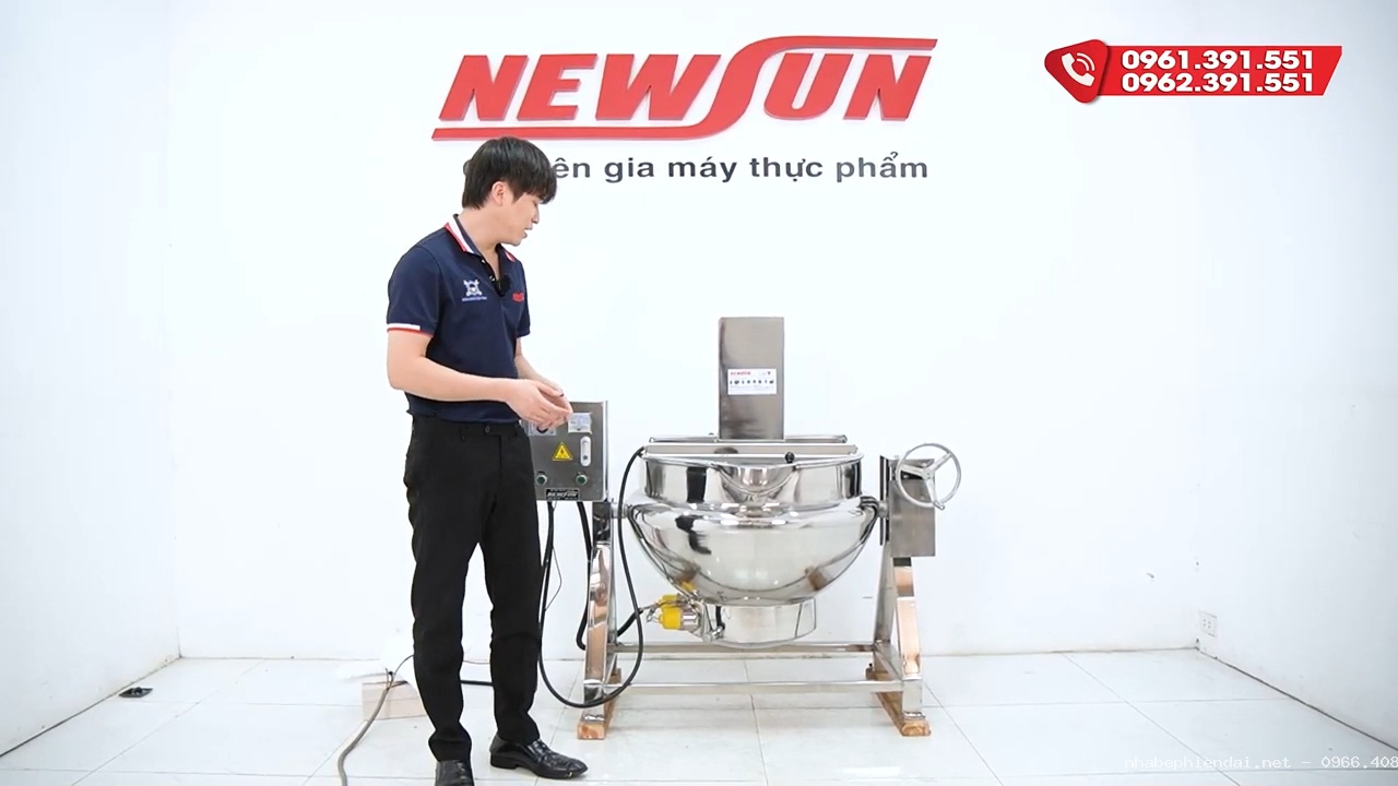 Chảo xào nhân công nghiệp 100L NewSun – Chảo sên nhân bánh, xào mứt, nấu kẹo gia nhiệt gián tiếp