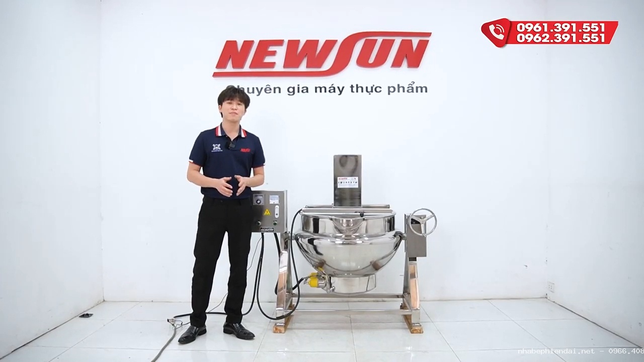 Chảo xào nhân công nghiệp 100L NewSun – Chảo sên nhân bánh, xào mứt, nấu kẹo gia nhiệt gián tiếp