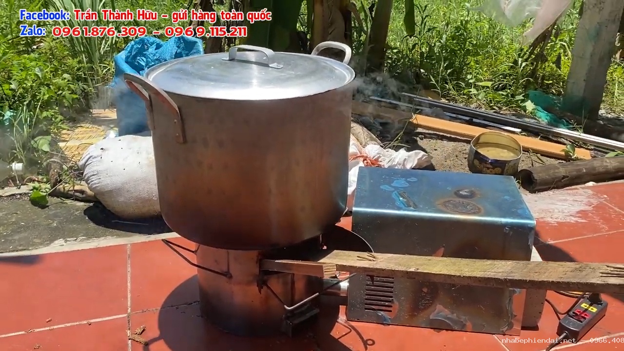 Bếp củi C30 đun nồi lớn bằng củi dài tiết kiệm nhiên liệu