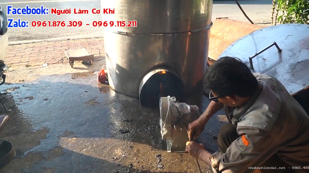 Nồi nấu cám lợn hơn 1 khối inox 304 dùng nhớt thải