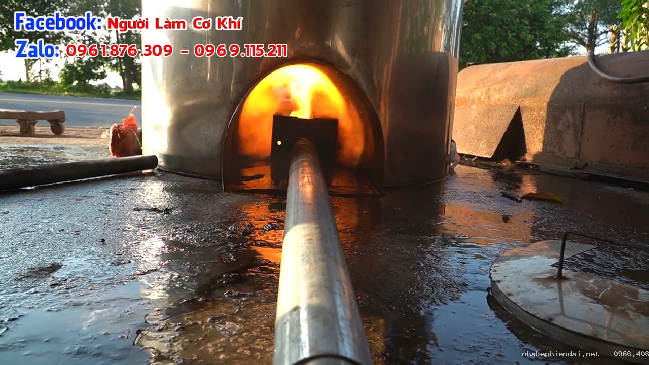 Nồi nấu cám lợn hơn 1 khối inox 304 dùng nhớt thải