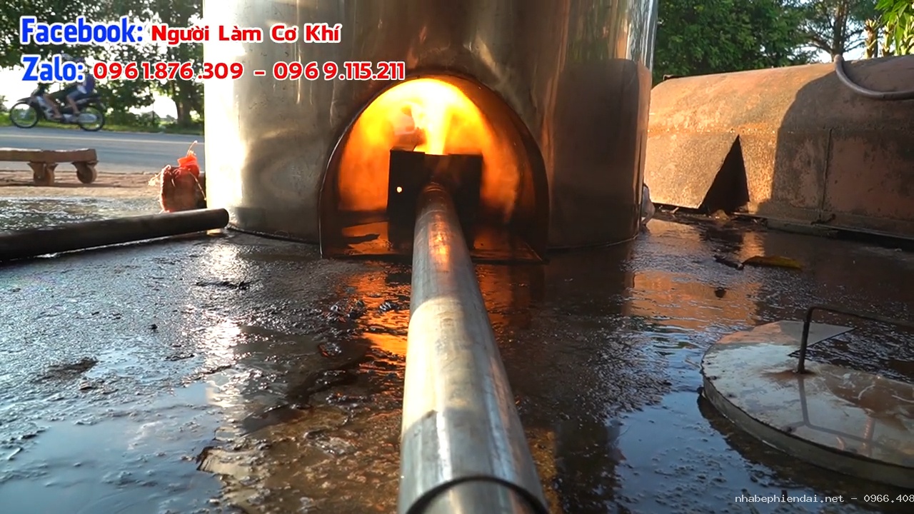 Nồi nấu cám lợn hơn 1 khối inox 304 dùng nhớt thải
