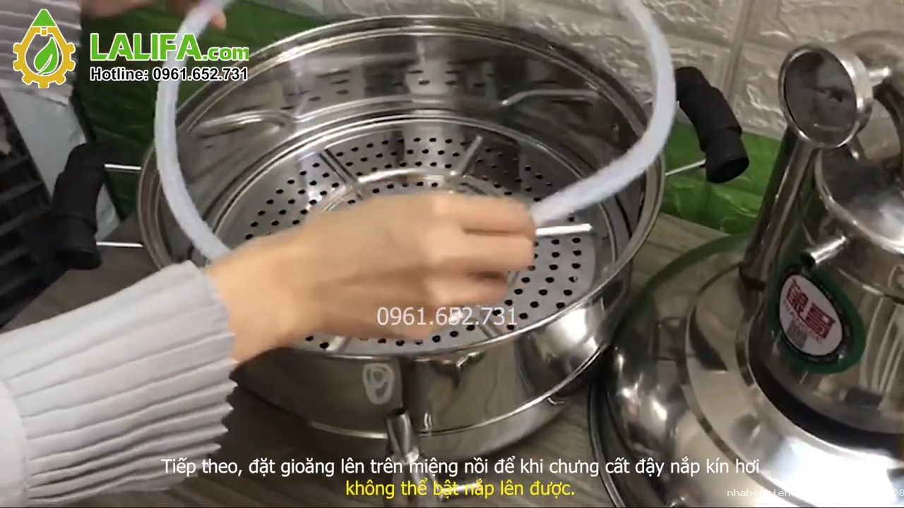 Nồi chưng cất tinh dầu 15 lít mini dùng bếp từ, bếp gas hoặc than củi