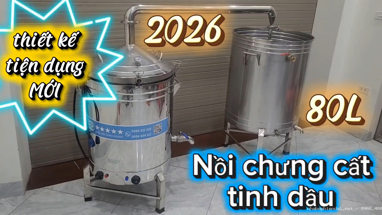 Bộ nồi chưng cất tinh dầu bằng điện 80 lít
