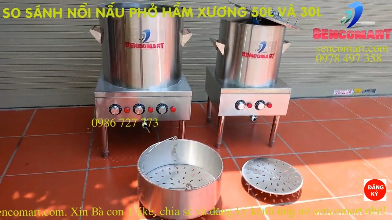 Nồi nấu phở Senko Max 30 lít và 50 lít inox 304 hầm xương theo yêu cầu