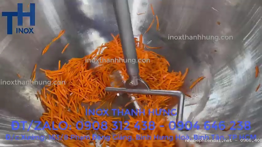 Chảo xào nhân bằng điện tự động inox 304 cánh khuấy lệch tâm gia nhiệt cách thủy