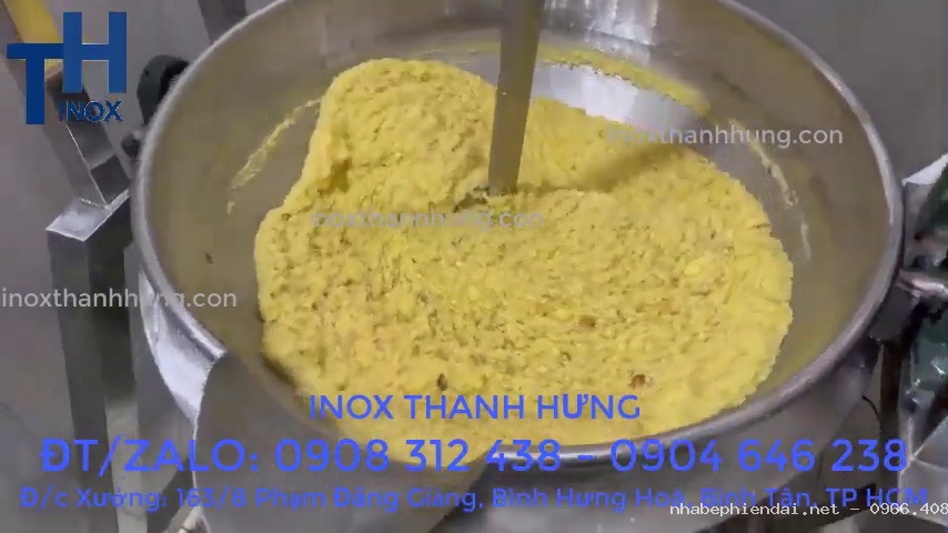 Chảo xào nhân bằng điện tự động inox 304 cánh khuấy lệch tâm gia nhiệt cách thủy
