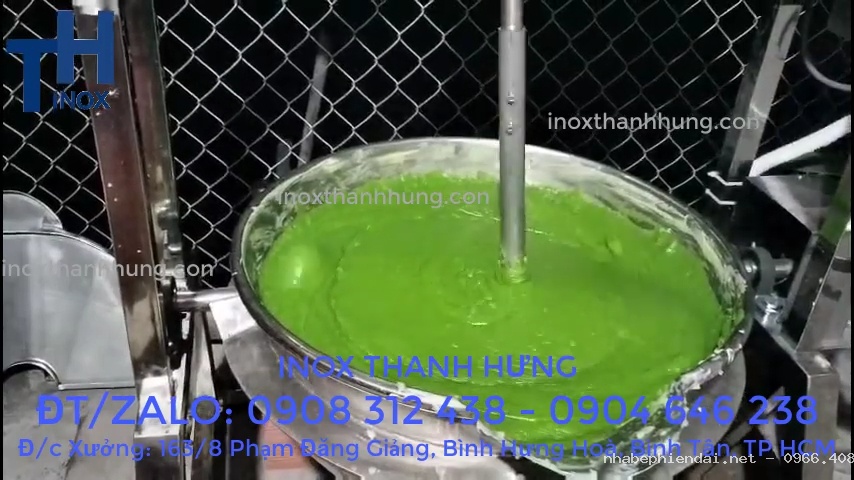 Chảo xào nhân bằng điện tự động inox 304 cánh khuấy lệch tâm gia nhiệt cách thủy