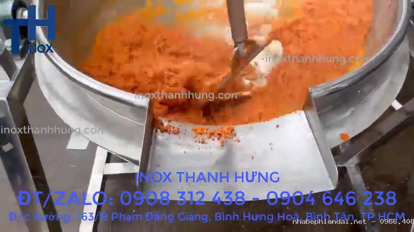 Chảo xào nhân bằng điện tự động inox 304 cánh khuấy lệch tâm gia nhiệt cách thủy
