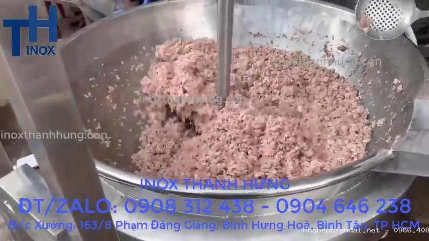 Chảo xào nhân bằng điện tự động inox 304 cánh khuấy lệch tâm gia nhiệt cách thủy