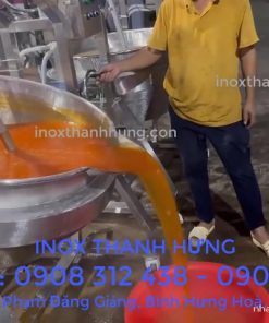 Chảo xào nhân bằng điện tự động inox 304 cánh khuấy lệch tâm gia nhiệt cách thủy