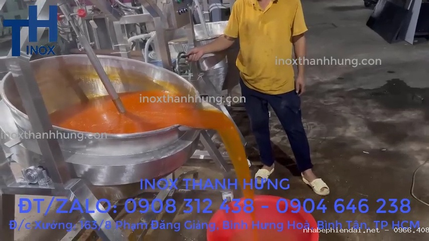 Chảo xào nhân bằng điện tự động inox 304 cánh khuấy lệch tâm gia nhiệt cách thủy