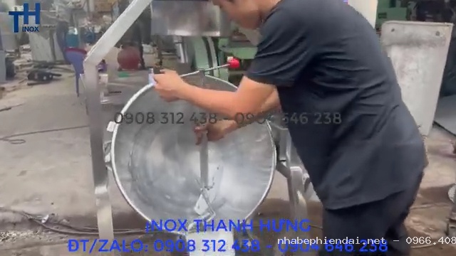 Chảo xào nhân máy xên nhân bằng điện tự động 50 lít Inox
