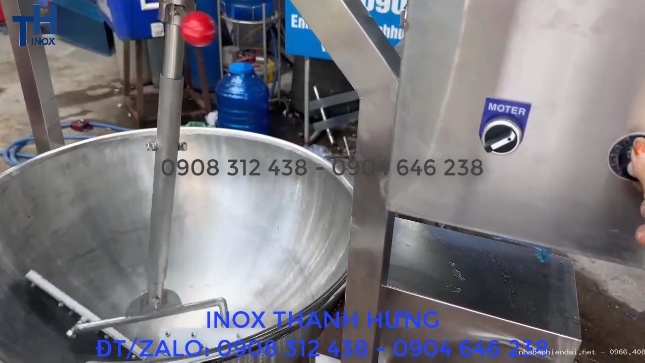 Chảo xào nhân bằng điện và ga 50 lít inox 304 cánh khuấy lệch tâm tự động