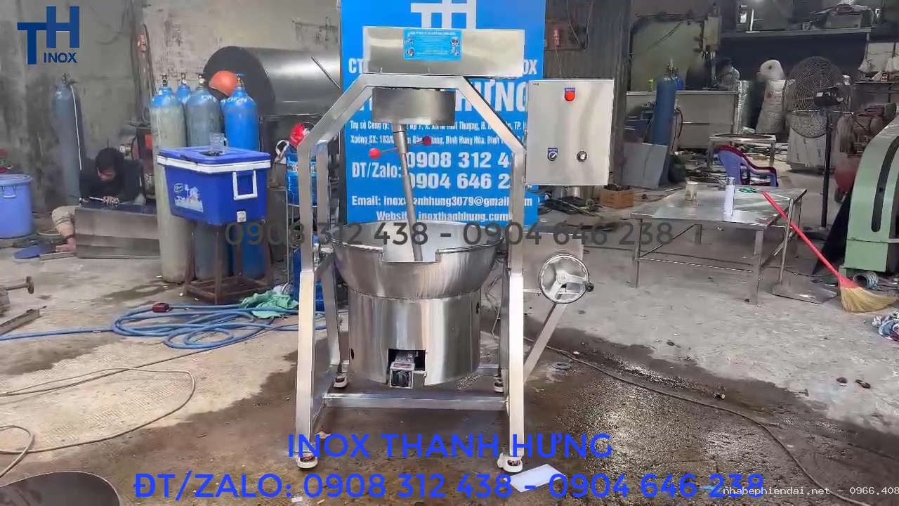 Chảo xào nhân máy xên nhân bằng điện tự động 50 lít Inox