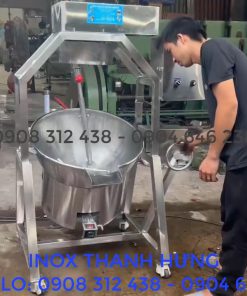 Chảo xào nhân bằng điện và ga 50 lít inox 304 cánh khuấy lệch tâm tự động