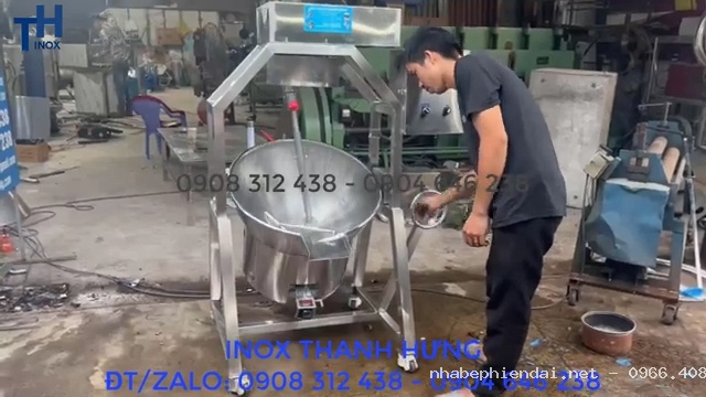 Chảo xào nhân máy xên nhân bằng điện tự động 50 lít Inox