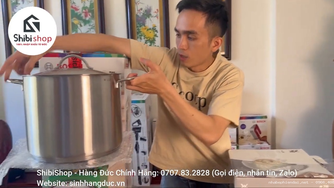 Nồi luộc gà WMF 14L size 28 thép không gỉ cao cấp từ Đức