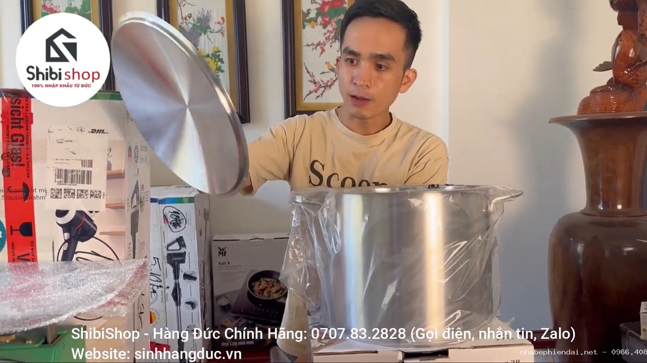 Nồi luộc gà WMF 14L size 28 thép không gỉ cao cấp từ Đức