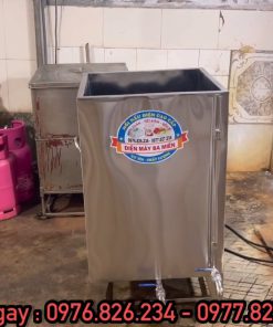 Nồi luộc giò chả, luộc bánh chưng điện công nghiệp hình vuông inox 3 lớp