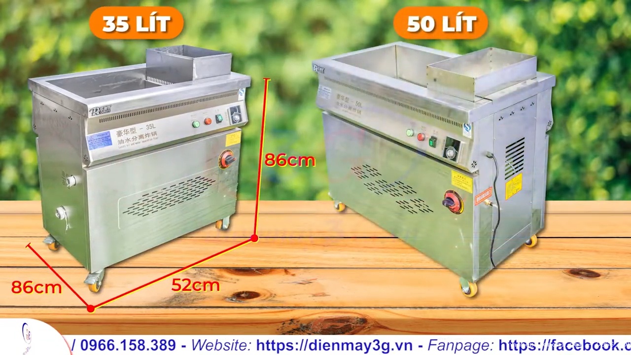 Bếp chiên tách dầu 35L và 50L dùng gas kết hợp điều khiển điện tử thông minh