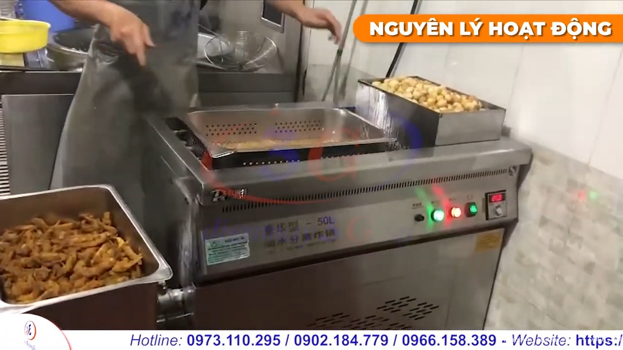 Bếp chiên tách dầu 35L và 50L dùng gas kết hợp điều khiển điện tử thông minh