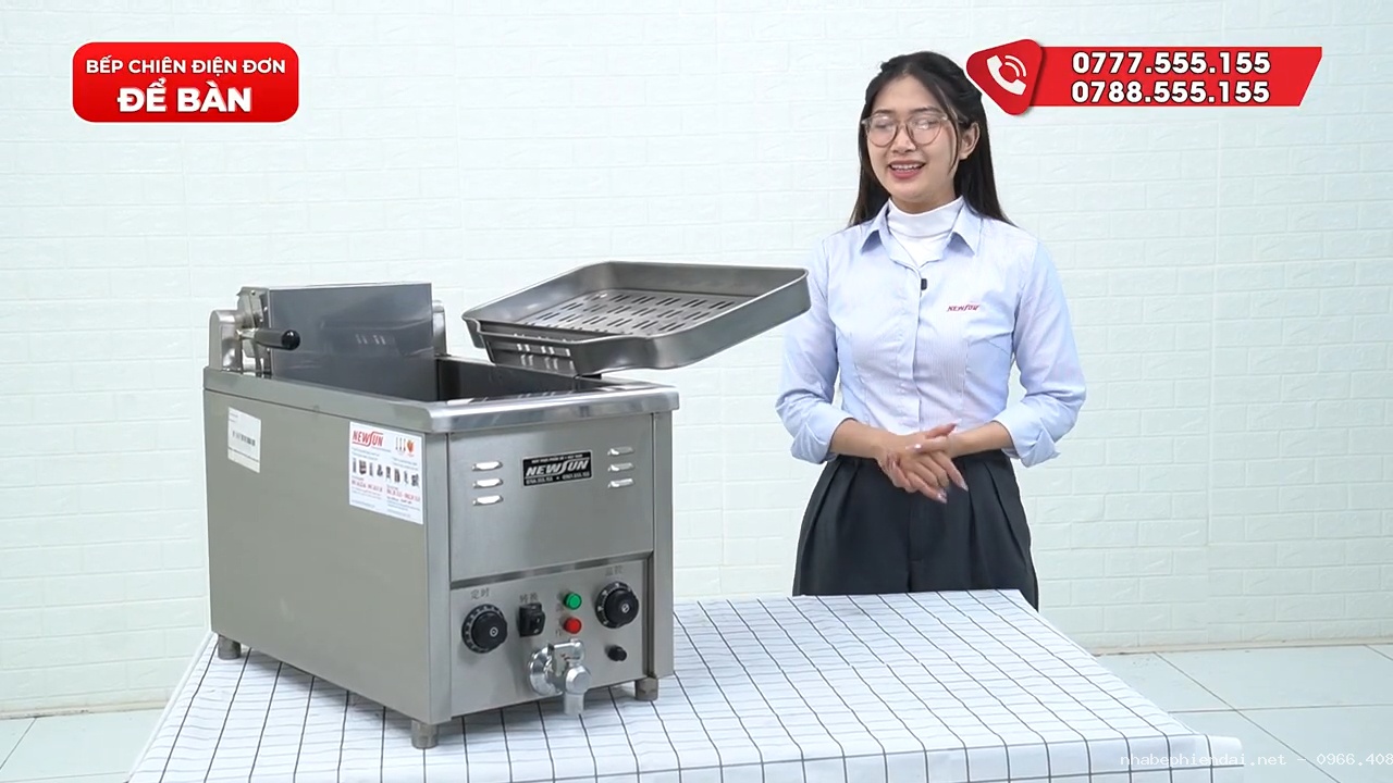 Bếp chiên 1 họng để bàn dùng điện chiên ngập dầu