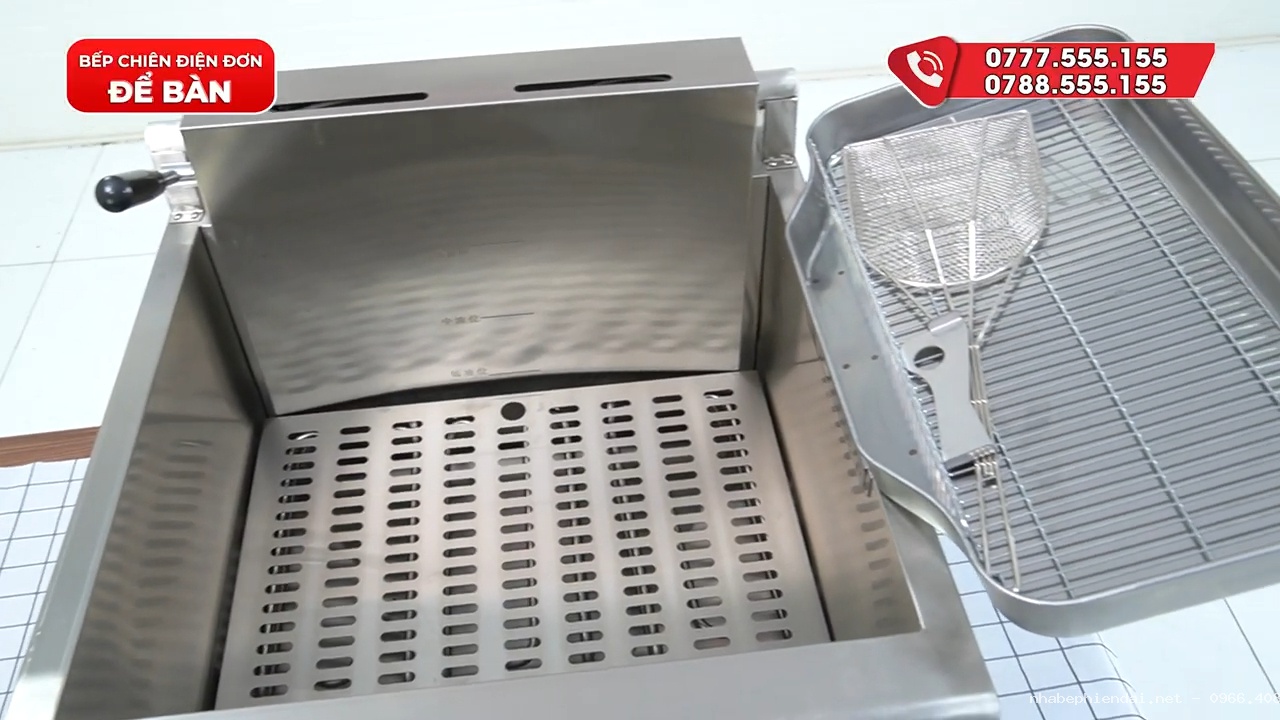 Bếp chiên 1 họng để bàn dùng điện chiên ngập dầu