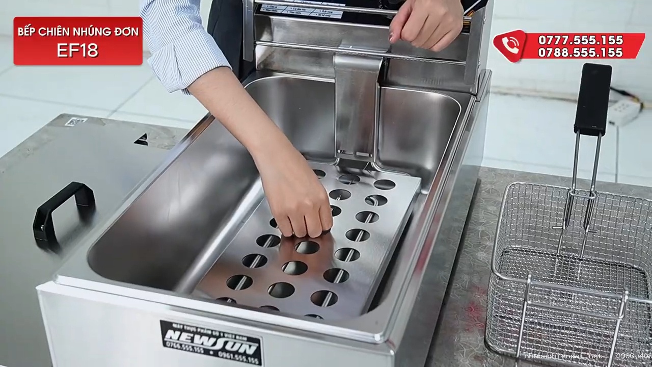 Bếp chiên điện E18 khoang 11L chuyên dùng cho món chiên ngập dầu