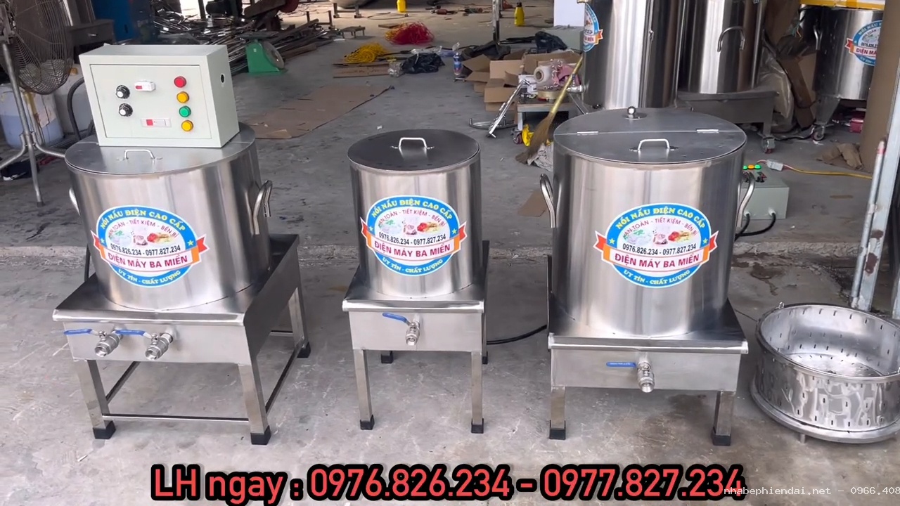 Nồi nấu hủ tiếu công nghiệp inox 304 bộ 30L, 60L và 80L theo yêu cầu khách hàng