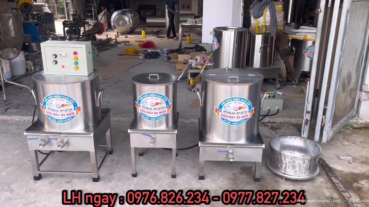 Nồi nấu hủ tiếu công nghiệp inox 304 bộ 30L, 60L và 80L theo yêu cầu khách hàng