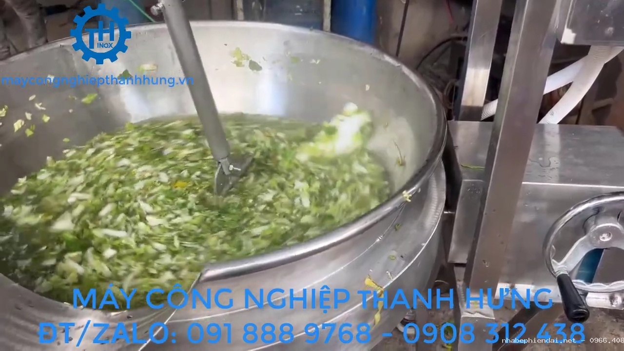 Chảo xào nhân công nghiệp đa năng 100 lít 5 lớp inox 304 cánh khuấy lệch tâm